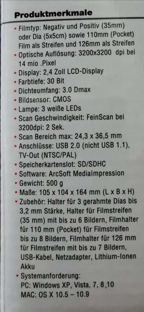 Produktdaten Reflecta Diascanner-Fotoscanner-Filmscanner Aschaffenburg